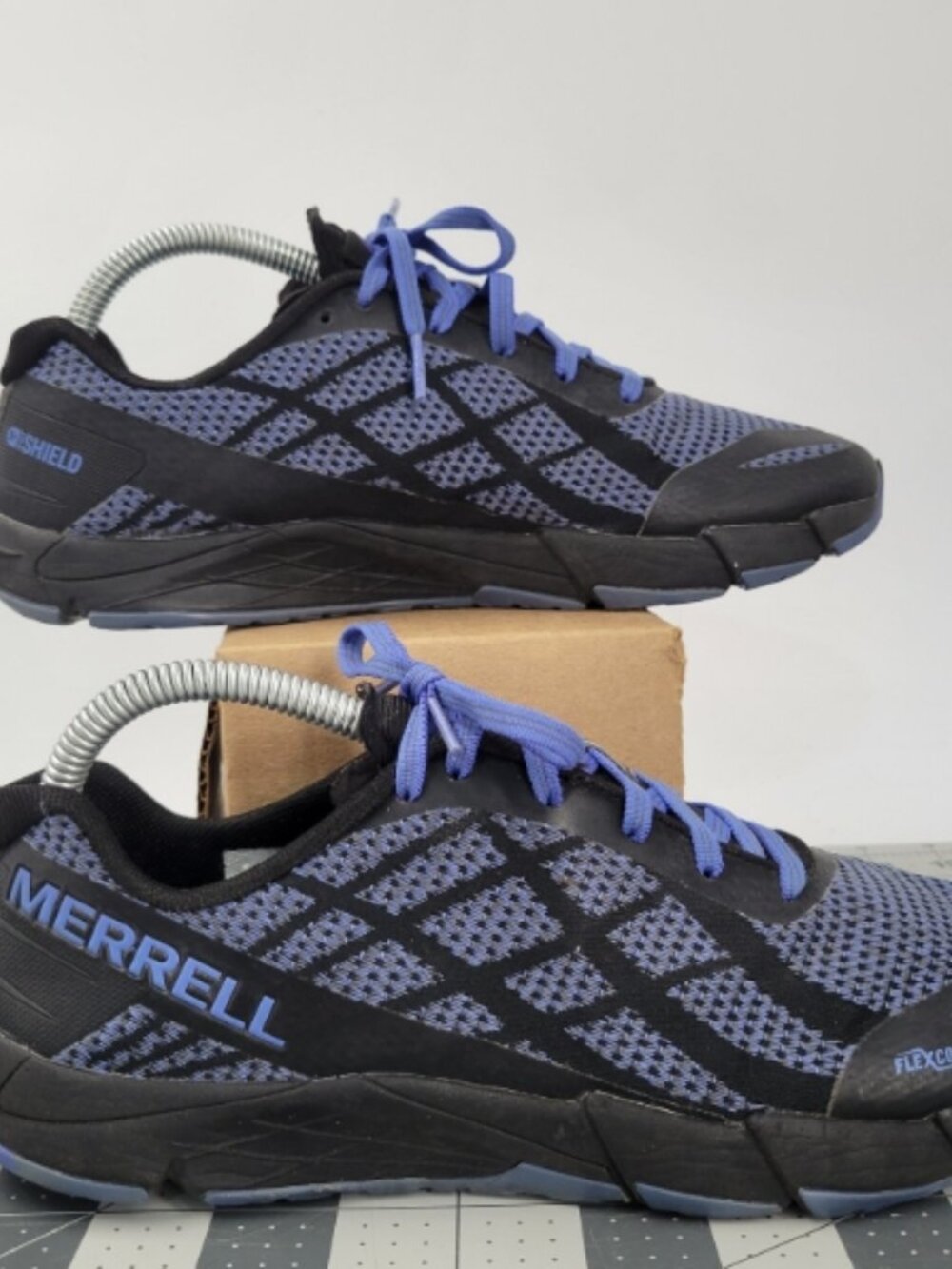 Merrell Bare Access Flex Shield Lace Up Running Shoes Black Blue Size 8